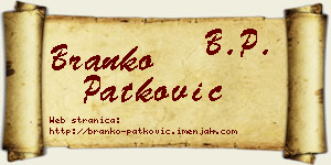 Branko Patković vizit kartica